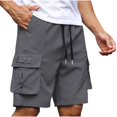 thumbnail image 4 of QATAINLAV Men's Cargo Shorts with Pockets Relaxed Fit Stretch Drawstring Elastic Waist Beach Shorts Solid Casual Loose Work Shorts Gray M, 4 of 8