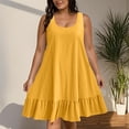 thumbnail image 2 of Sentmoon Robes d'Été pour Femmes Été 2026 Confortables Couleur Unie Sans Manches Col Ras du Cou Robe à Volants Coupe Ample Grande Taille pour Affaires et Décontracté Jaune G, 2 of 9