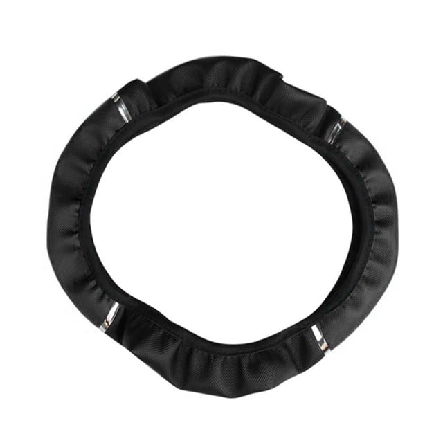 Transemion Universal Car Steering Wheel Cover 15“ Non-slip Elastic Breathable Handle Cover Black 1Set