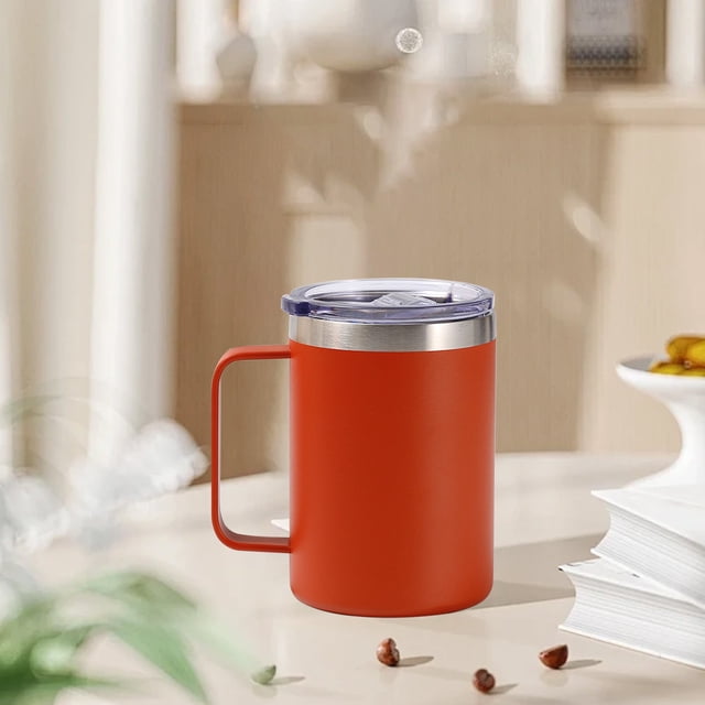 304 Stainless Steel Coffee Mug With Lid Thermal Insulation Outdoor Portable Comfortable Handle Heat And Cold Available