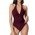 thumbnail image 1 of Swimwear Suit Women V One Control Pieces Bathing Tummy Ruched Swimsuits, Suitable For Rainy Days, 1 of 7
