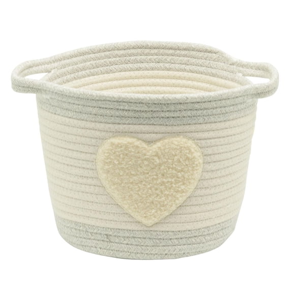 Panier de rangement en corde de coton avec image en forme de cœur