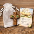 thumbnail image 2 of Holiday Gift Set, Easter Keepsake Ornament with Greeting Card Religious Gift, Wooden Cross Foliage Detail for Reflection and Comfort, 2 of 2