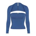 thumbnail image 1 of Fortune Women Tube Tops Shrug Set,Strapless Short Tops+Long Sleeve Cropped Cardigan, 1 of 8