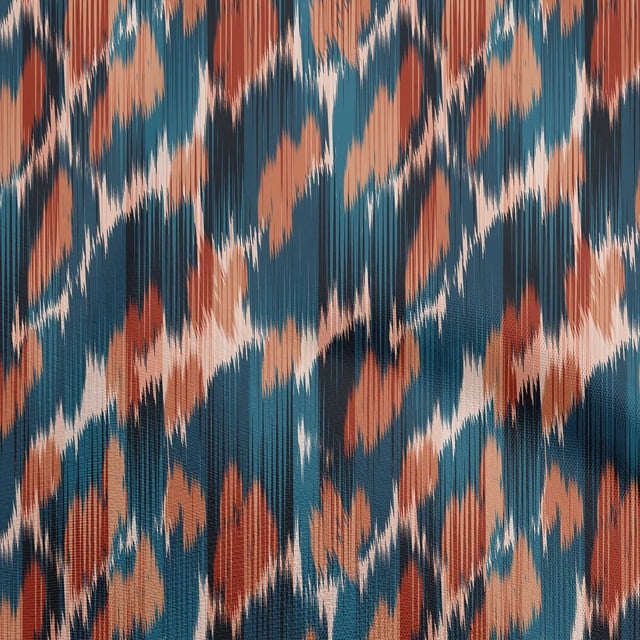 oneOone Cotton Flex Teal Blue Fabric Ikat Fabric For Sewing Printed Craft Fabric By The Yard 40 Inch Wide