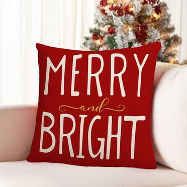 Wzzjkit Christmas Pillow Covers 18x18 Peach Skin Print Christmas Pillowcase Christmas Tree Elks Pillowcase Sofa Bedside Cushion Cover Christmas Pillow Covers