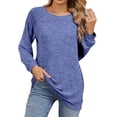 thumbnail image 1 of Timegard Hauts pour Femmes Col Rond Manches Longues T-Shirts de Couleur Unie Chic Décontracté Amples Chauds Hauts Automne, 1 of 7