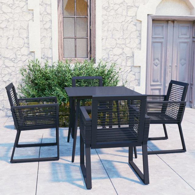 vidaXL Set de Salle à Manger Extérieure 5 Pièces en Rotin PVC Noir