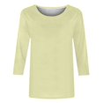 thumbnail image 4 of CHUANK T-Shirt Ajusté à Col Rond Mignon pour Femmes, Décontracté, Mi-Long, Manches 3/4, Blouse Extensible, Basique, Uni, Hauts, 4 of 5