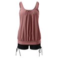 thumbnail image 3 of Womens Swimsuits Solid Color Stylish Ruffle Tankini Tops with Boyshorts Coffee Women's Swimwear L, 3 of 6