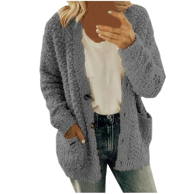 Cardigan Sweater for Women Oversized Fall Winter Button Down Sweater Tops Casual Long Sleeve Cardigans with Pockets
