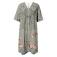 thumbnail image 4 of TJAZFJPA Robe Charleston Mode Femme Été Style Plage Imprimée Col en V Manches 5/4 Robe Décontractée (1) Robes en Cuir pour Femmes Robes d'Hiver, 4 of 5