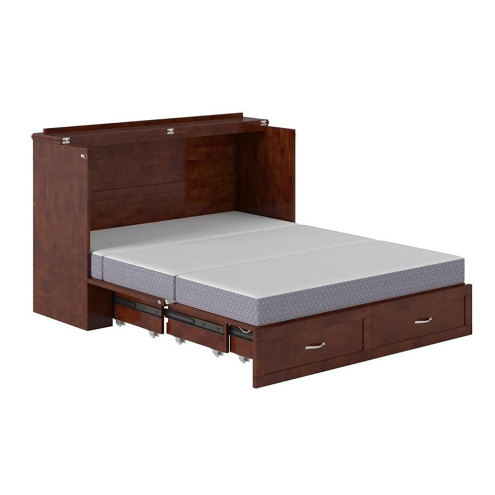 Pemberly Row Lit Escamotable Moderne Grand en Bois Massif avec Matelas, Noyer