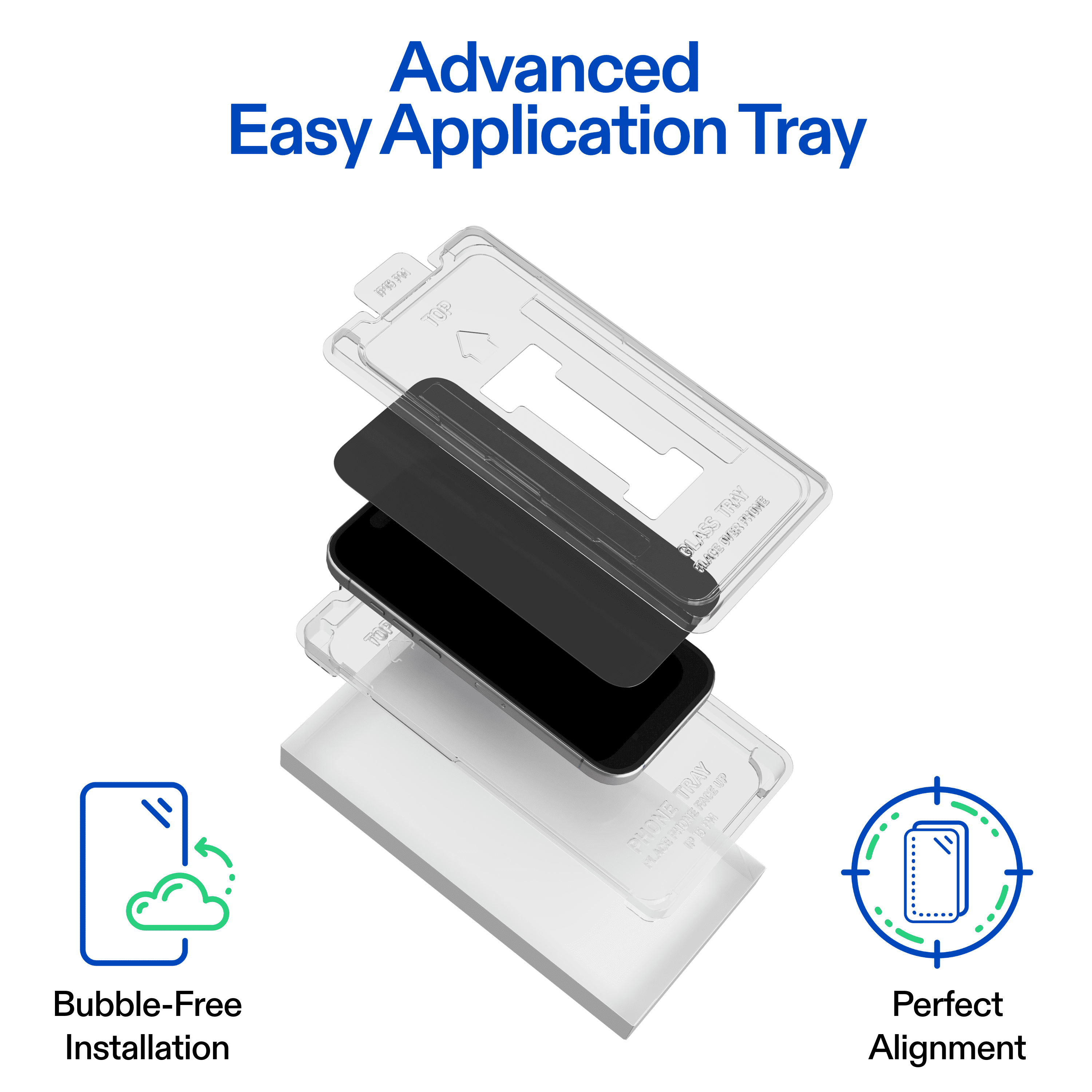 onn Protecteur d’écran en verre intimité pour iPhone® 17e / 16e / 14 / 13 / 13 Pro, fabriqué avec du verre résistant de Corning🅪, intimité à 180°, plateau d’installation facile