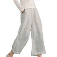 thumbnail image 1 of RKSTN Womens Pants Multiple Solid Color Cotton Linen Loose Casual Wide Leg Capris Loose Comfortable Pants, 1 of 5