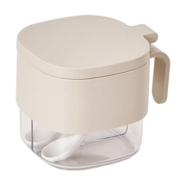 Harpily Household Kitchen Seasoning Box With Lid Two Compartments Seasoning Bottle Divided Compartments Seasoning Box Large Capacity Storage Jar Monosodium Glutamate Jar