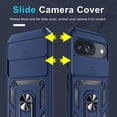 thumbnail image 2 of KOMI Case Compatible with Google Pixel 9/9 Pro Built in Slide Camera Lens Cover+Screen Protector+Finger Ring Holder Kickstand,Heavy Duty Shockproof Full Body Protective Phone Cover, Blue, 2 of 5