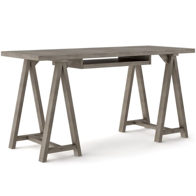 Allora 60" Modern Solid Wood Computer Desk in Farmhouse Gray