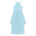 thumbnail image 5 of JanJean Robe Longue en Chiffon pour Fille Junior, Robe de Demoiselle d'Honneur, Robe de Soirée, Robe de Bal, Maxi Robe, Bleu Clair, Col à Sequins, Taille 8, 5 of 5
