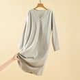 thumbnail image 1 of HongQid Chemises de Nuit Manches 3/4 Chemise de Nuit Col en V Douce Tenue de Nuit Décontractée Chemises de Sommeil Robe de Pyjama Ample avec Poitrine Rembourrée, 1 of 7