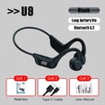 thumbnail image 4 of U9 Conduction Headphones Waterproof Headset Ear conduction 8H Clear Sound Black, 4 of 9