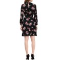 thumbnail image 3 of INSPIRE CHIC Robe Fleurie pour Femme Col Montant Manches Longues Taille à Nouer Longueur Genou Robe Bohème L Noir, 3 of 7
