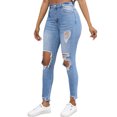 thumbnail image 4 of Gubotare Ripped Jeans Womens Stretchy Women's Ultra Comfort with Flex Motion High Rise Skinny Jean (Light Blue,Size S), 4 of 8