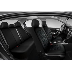 Auto Drive 3D Quliting Leather Car Seat Cover Full Set Black/Teal