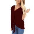 thumbnail image 4 of Pompotops T-Shirt Ample à Manches Courtes Col en V Uni pour Femmes avec Poche, 4 of 9