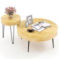 thumbnail image 1 of Costway Farmhouse Round CoffeeTable Set of 2 End Table Natural Finish for Living Room, 1 of 10