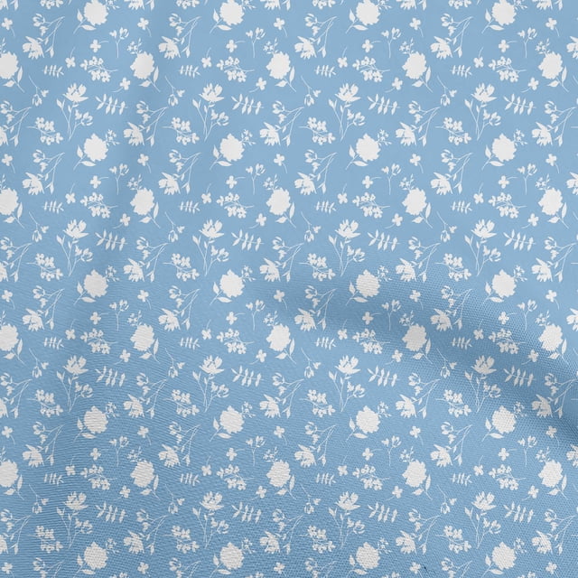 oneOone Polyester Spandex Light Blue Fabric Floral Sewing Craft Projects Fabric Prints By Yard 56 Inch Wide
