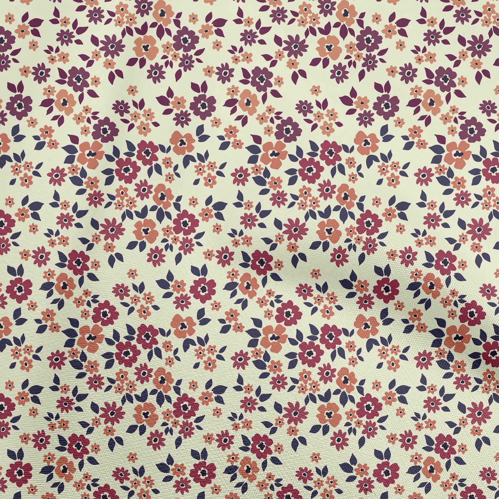oneOone Cotton Poplin Brown Fabric Florals Sewing Craft Projects Fabric Prints By Yard 42 Inch Wide