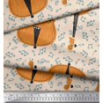 thumbnail image 3 of Soimoi White Moss Georgette Fabric Notes & Violin Musical Instrument Print Fabric by the Yard 42 Inch Wide, 3 of 3