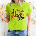 thumbnail image 1 of Pisexur T-shirt de la Saint-Valentin pour Femmes, Imprimé Amour, Manches Courtes, Col Rond, 1 of 5