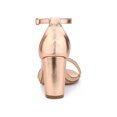 thumbnail image 2 of BLISSFUL STEP Women's Sandals Rhinestone Chunky Heel Ankle Strap Open Toe Party Shoes Rose Gold 6, 2 of 8