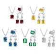 thumbnail image 4 of LYMAYTER Boucles d'Oreilles Collier 4 Pcs/ensemble Bague pour Doigt - Rectangle, Zircon Cubique, Vintage, 4 of 7
