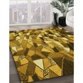 thumbnail image 3 of Ahgly Company Tapis d'Intérieur Lavables à la Machine, Carrés, Transitionnels, Jaunes, Tapis de Zone, 3 Pieds Carré, 3 of 7