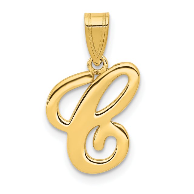 Pendentif Initial en Or Jaune 14K avec Script C