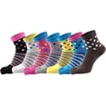thumbnail image 2 of Chaussettes à Bout en Coton pour Femmes, Décontractées, Colorées, à Rayures, à Cinq Doigts, Lot de 7, 2 of 7