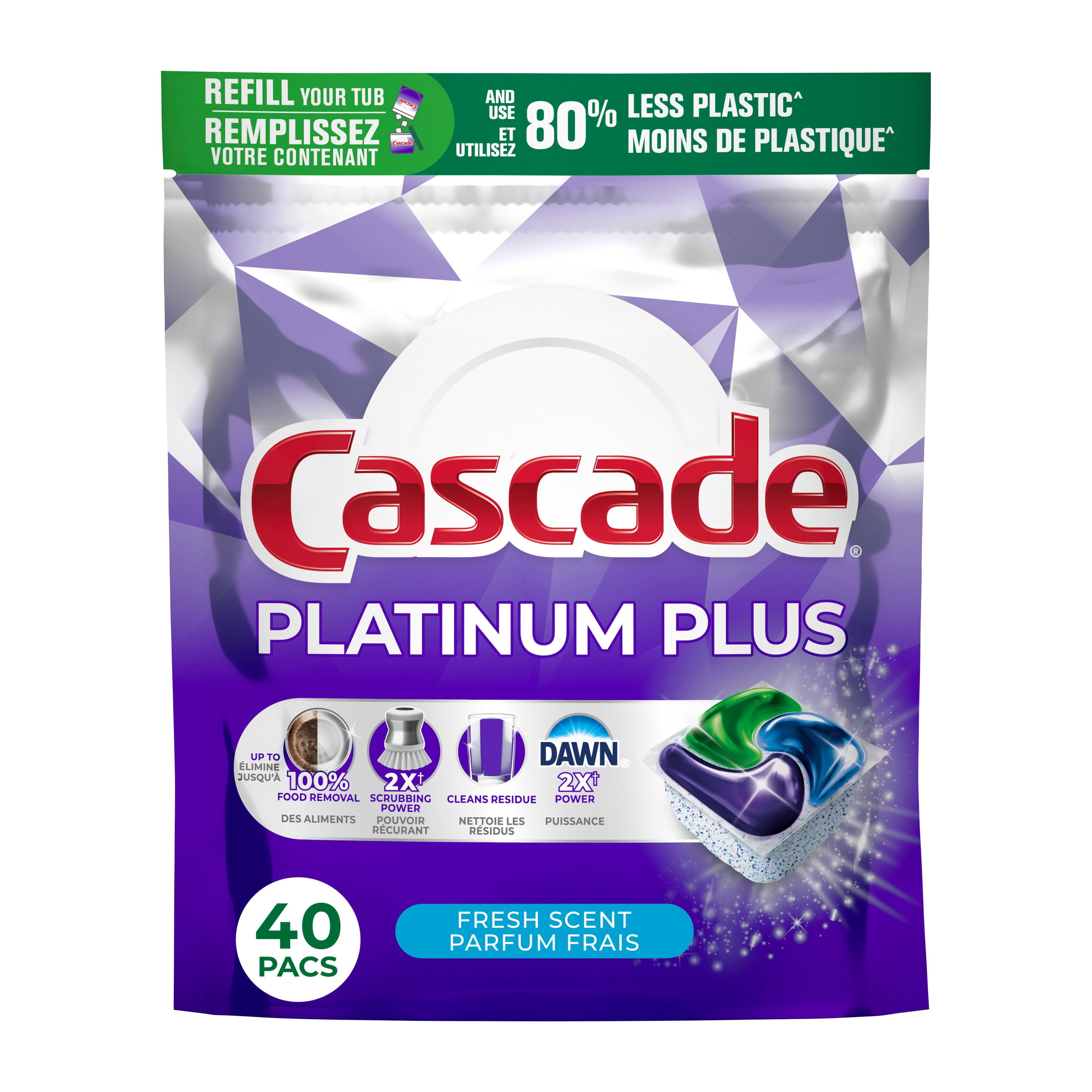 Cascade Platinum Plus Dishwasher Pods, Dishwasher Detergent, Dish Detergent Soap, Fresh