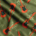 thumbnail image 1 of Soimoi Musical Instruments Print, Silk Fabric, Decor Sewing Fabric by The Yard 42 Inch Wide,Decorative Fabric for Shirts Suits Ties, Olive Green, 1 of 5