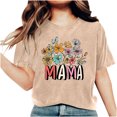 thumbnail image 4 of Meichang Mama Chemises pour Femmes Rétro à Fleurs Mama à Lettres Imprimées T-Shirt Fête des Mères Manches Courtes Col Rond T-Shirt Graphique Maman T-Shirt Décontracté Hauts, 4 of 7
