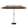 thumbnail image 1 of Gymax Parasol de Patio Double Face de 13 Pi avec Manivelle, Base de Parasol, Verrou de Sécurité, Beige, 1 of 10
