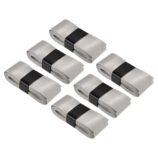 Unique Bargains 43.3' Non-Slip PU Tennis Racket Overgrip Tape Wraps with Hole Grey 6 Pack