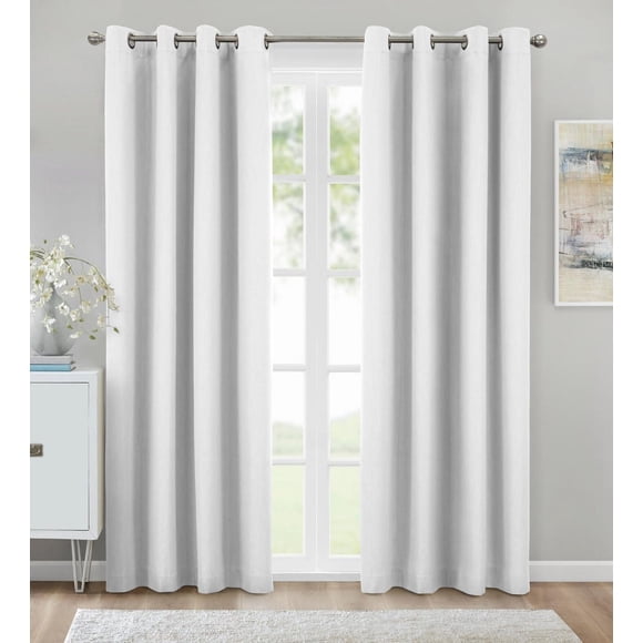 Loft Living Kelsey Total Blackout Textured Grommet Single Curtain Panel 52" x 63" in White