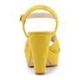 thumbnail image 2 of BLISSFUL STEP Women's Platform Chunky Heels Ankle Strap Sandals Yellow (Size 7.5), 2 of 6