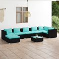thumbnail image 1 of vidaXL Ensemble de Salon de Jardin 8 Pcs avec Coussins en Rotin Poly Noir, 1 of 5