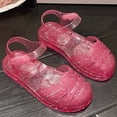 thumbnail image 2 of BYHONG Sandales en Gelée pour Fille Enfants Filles Bout Fermé Chaussures d'Été de Robe Sandales Plates de Plage Rouge_002 10.5, 2 of 9