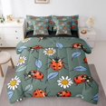 thumbnail image 1 of YST Cute Ladybug Bed in a Bag 7-Piece White Daisy Floral Bedding Set, Animal Wildlife Insect Full Size, Polyester, 1 of 4