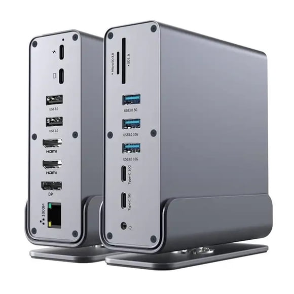 TUTT Station d'Accueil Hub pour Écran d'Ordinateur Portable / Triple Écran 4K HD, 100W PD USB-C / 16-en-1 USB-C V8